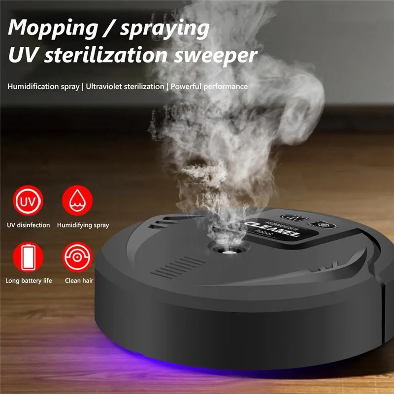 

2020 Smart Rechargeable Auto Sweeping Robot UV Disinfection Diffuser Strong Suction USB Charging Cordless Cleaning Robot Sweeper