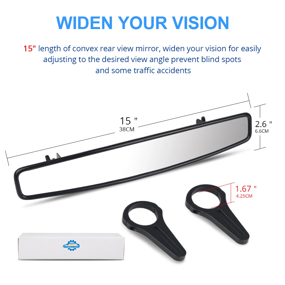 Зеркало заднего вида для UTV центральное зеркало с широким углом обзора 15 дюймов