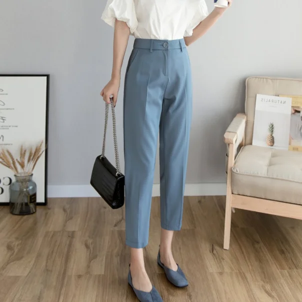 Осенние женские шаровары 2020 летние рабочие штаны длиной до лодыжки прямые брюки