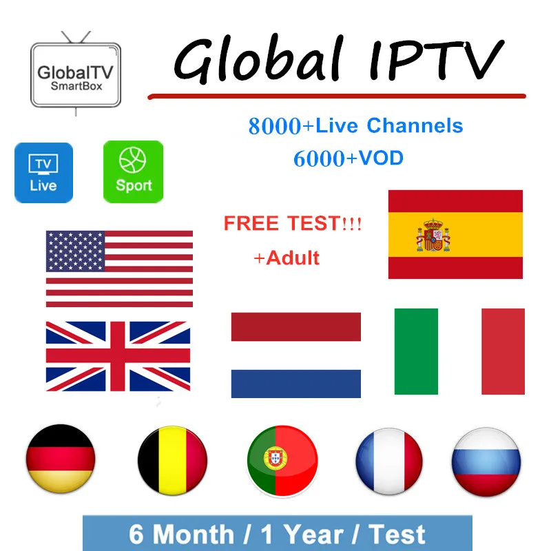 Глобальная ip ТВ подписка m3u abonnement ip ТВ Испании Франции Германии Нидерландов арабский взрослых Android ТВ коробка Enigma2 Smart tv PC