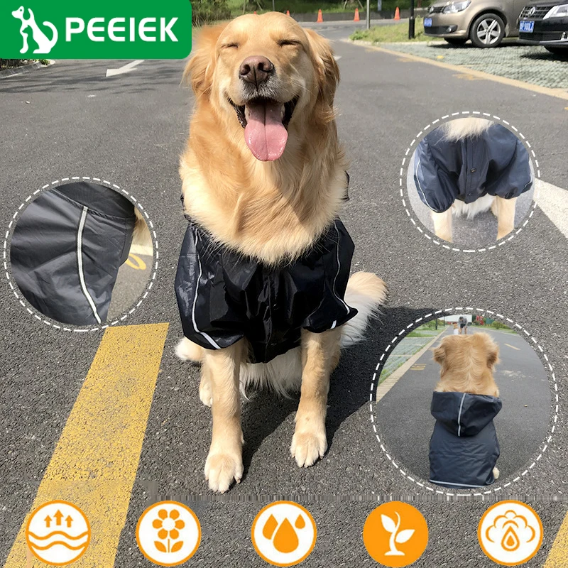 

PEEIEK Pet Waterproof Raincoat Big Dog Two Feet Super Waterproof Breathable Reflective Pet Poncho Pet Outing Outdoor Raincoat