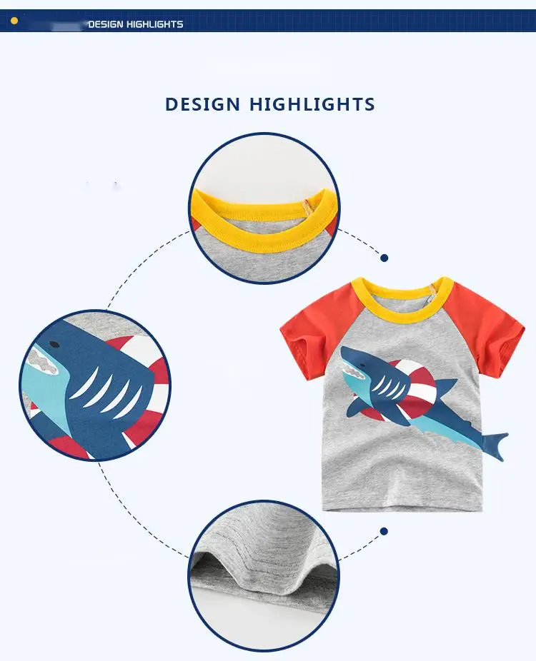 

T Shirt Cartoon Animals Baby Kids Boys Girls Children Cotton Short Sleeves Summer Clothing Lion Monkey Print Tee Red Car Toddler