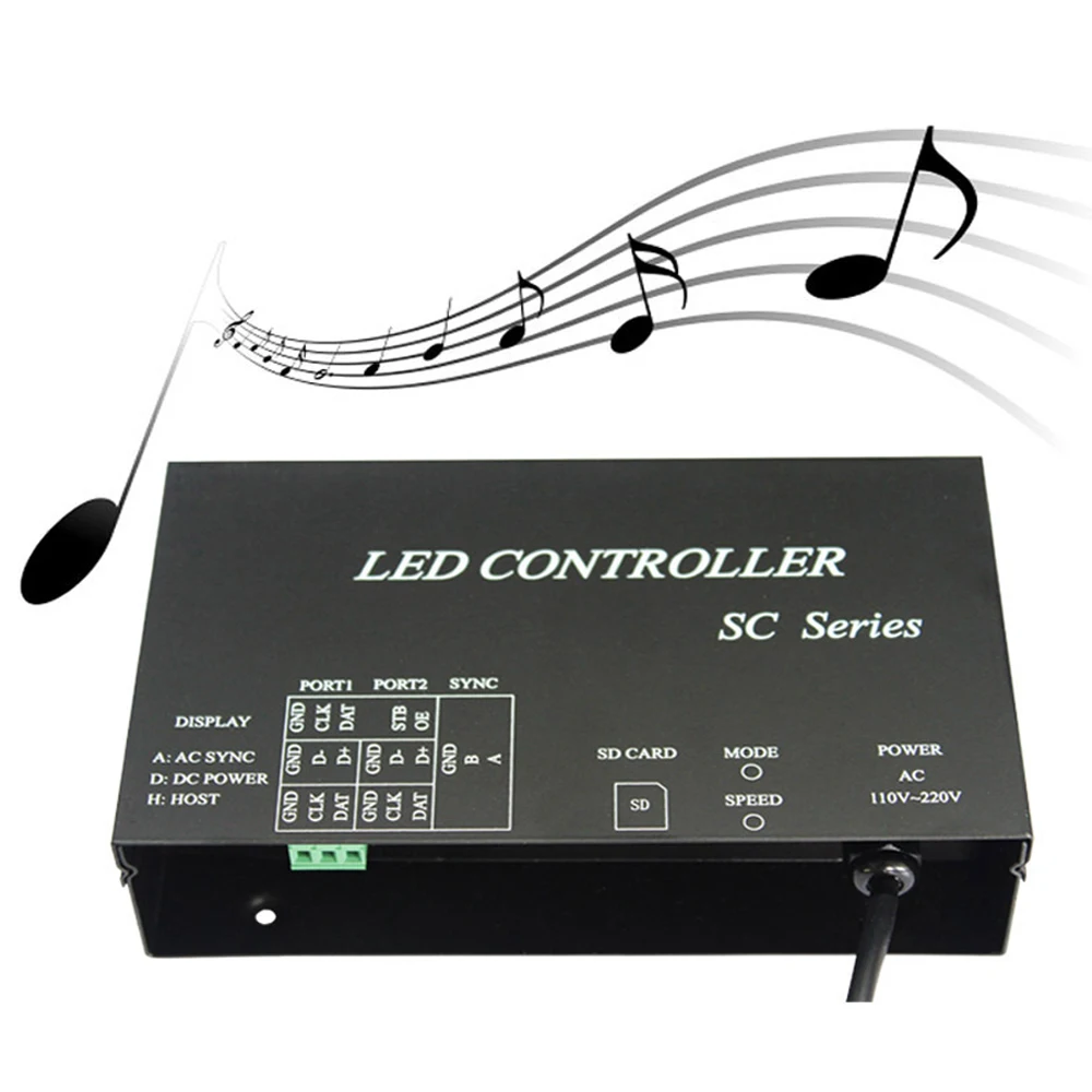 

Full Color Programmable LED Music Controller 4096Pixels SD Card RGB LED Controller DMX512 WS2812 Microphone&audio Cable Input