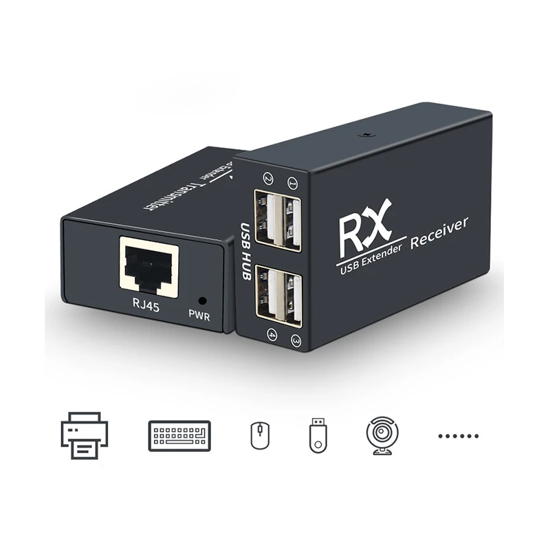 USB 120M Extender Adapter 4 Port USB 2.0 Hub Over Cat 5e/6 Ethernet UTP Extension POC RJ45 Lan Cable Metal Transmitter Receiver