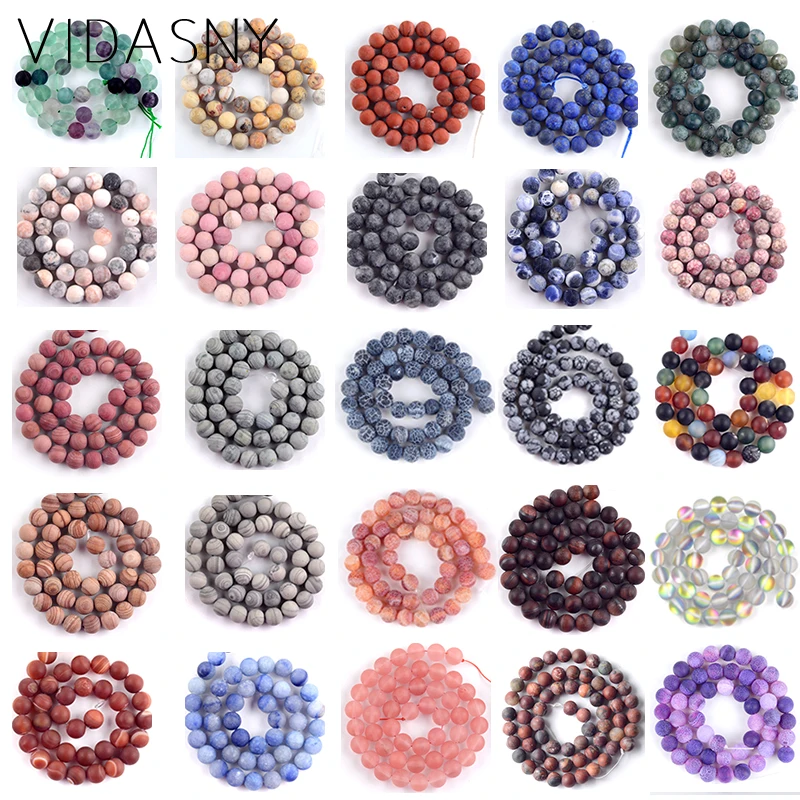 

Natural Mix Gem Stone Dull Polished Sodalite Agates Crystal Beads For Jewelry Making 4-12mm Round Loose Beads Diy Bracelets 15''