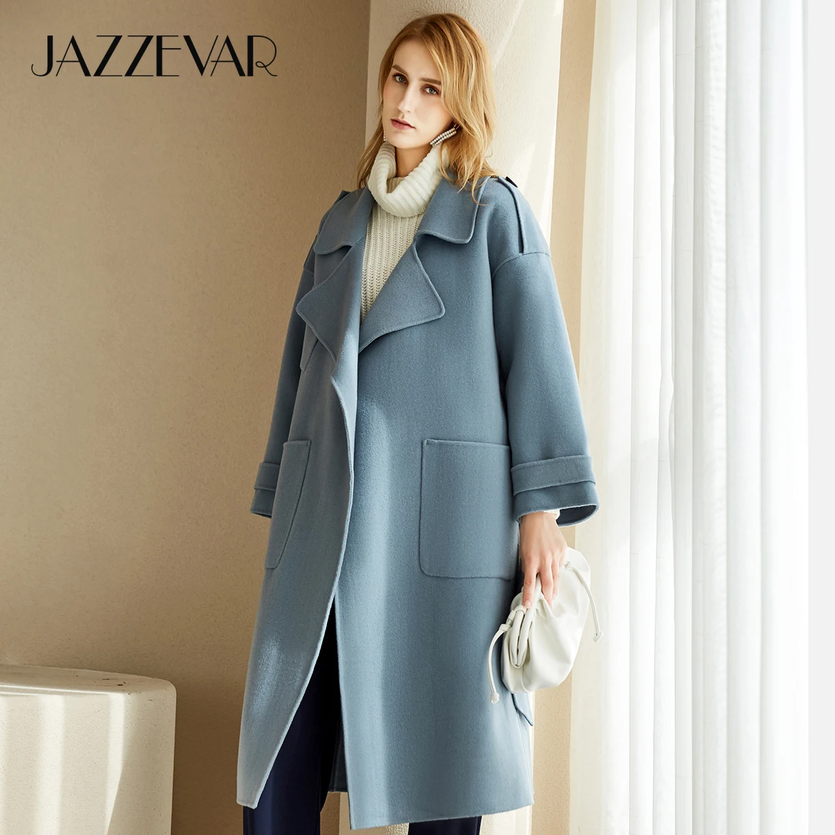 JAZZEVAR 2020 новые модные женские кашемировые пальто ручной работы Женская свободная