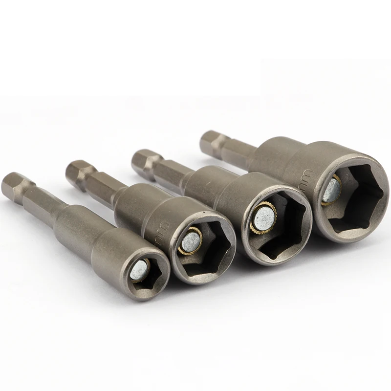 

65mm Length Electric Power Magnetic Screwdriver Nut Driver Set Impact 1/4" Hex Shank Metric Wrench Socket Bit Crv 6-24mm