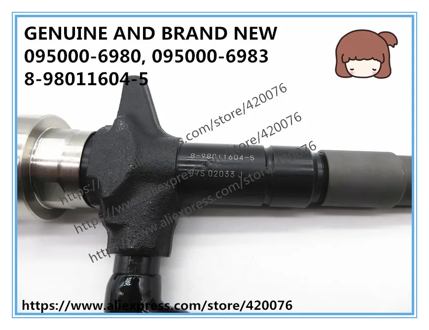 Подлинный и совершенно новый дизельный топливный инжектор 095000 6980 8 98011604 4 98055862 3