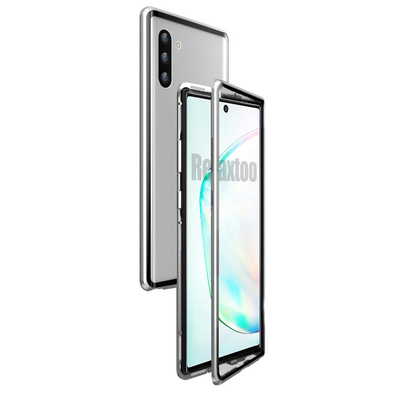 silver Для samsung galaxy note 10 plus чехол-футляр на магните на samsung note 10 pro note10+ 10+ 10pro note10 задняя Стекло Бампер металлический coque - Цвет: silver