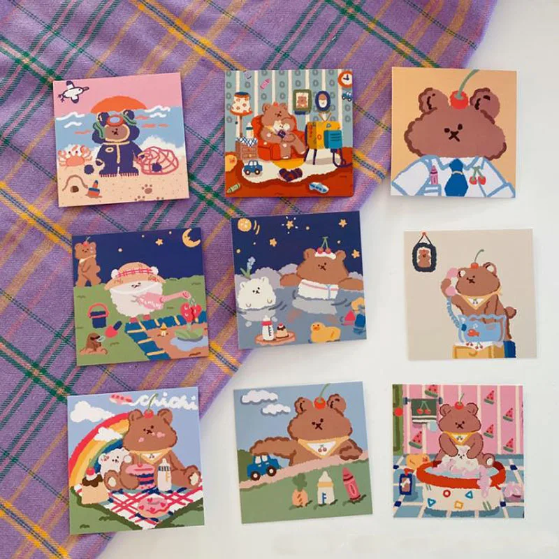 9 штук/упак. милые конфеты мягкий медвежонок карта Настенный декор для спальни