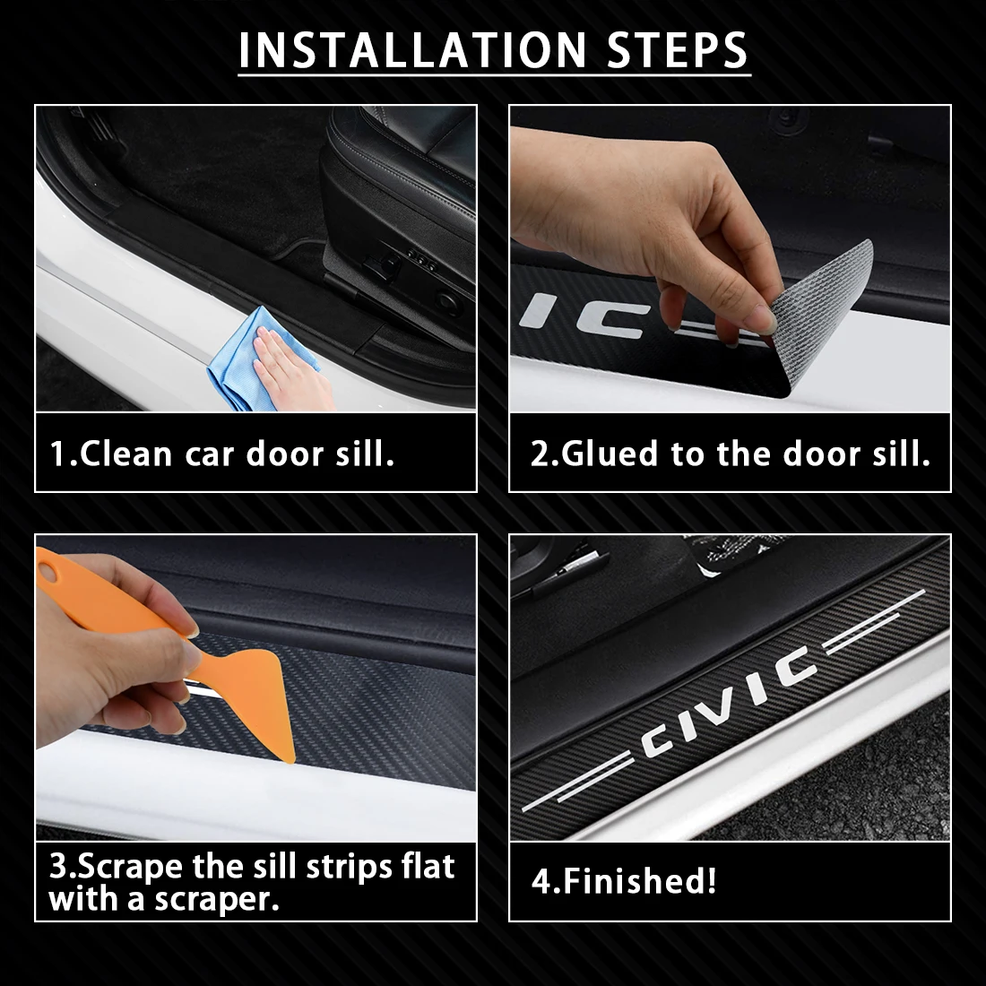 4 шт. наклейки из углеродного волокна для автомобильного порога 10 9 8 7 поколения 2006