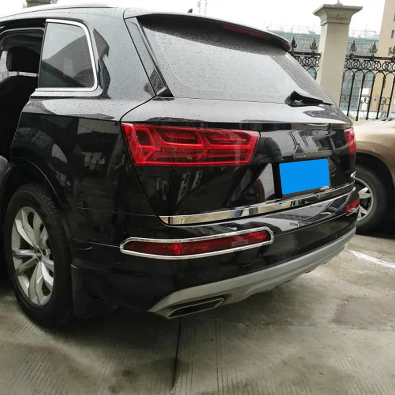 

Loyalty for Audi Q7 2016 2017 2018 Rear Bumper Trunk License Plate Cover Trim Decoration Silver Car Accessories Auto Styling