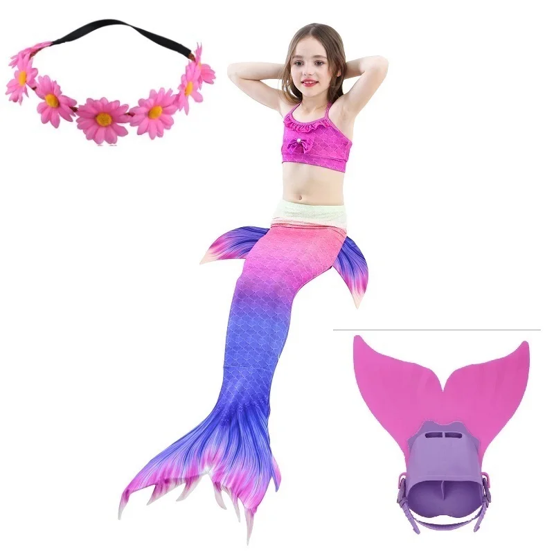 Плавающие хвосты маленькой русалки хвост с монофина Флиппер Детский костюм для