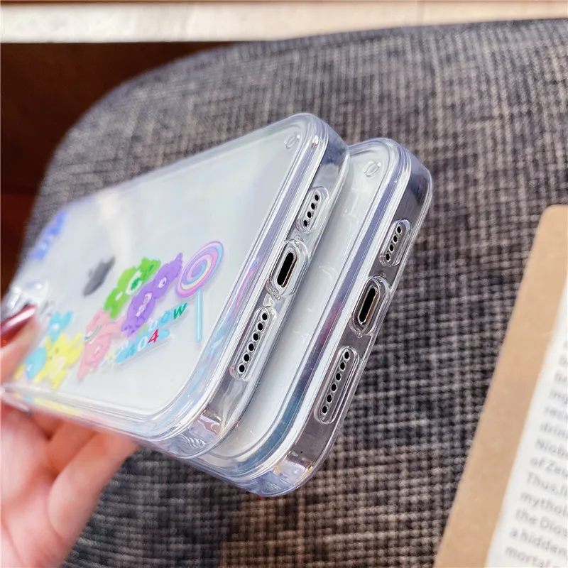 

Cute label Rainbow horse Phone case For iphone 12mini 11 pro max Xs max xr x 7 8 plus SE2 transparent liquid quicksand Soft shel