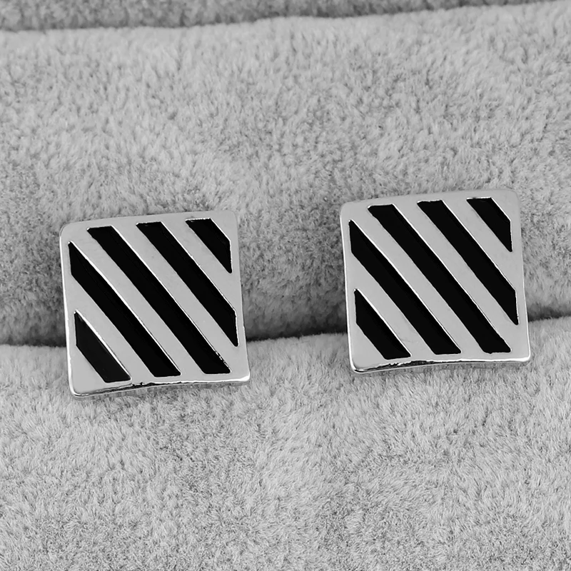 Новинка черные Прямоугольные запонки в простом стиле мужские для рубашки