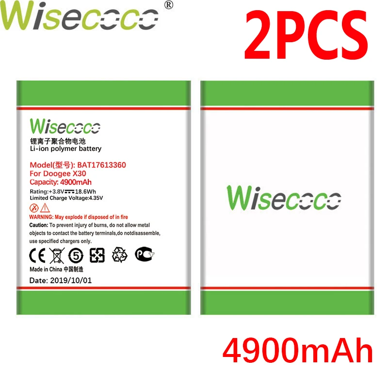 Батарея WISECOCO Для DOOGEE X30 4900 мАч BAT17613360 2 шт.|Аккумуляторы для мобильных телефонов| |