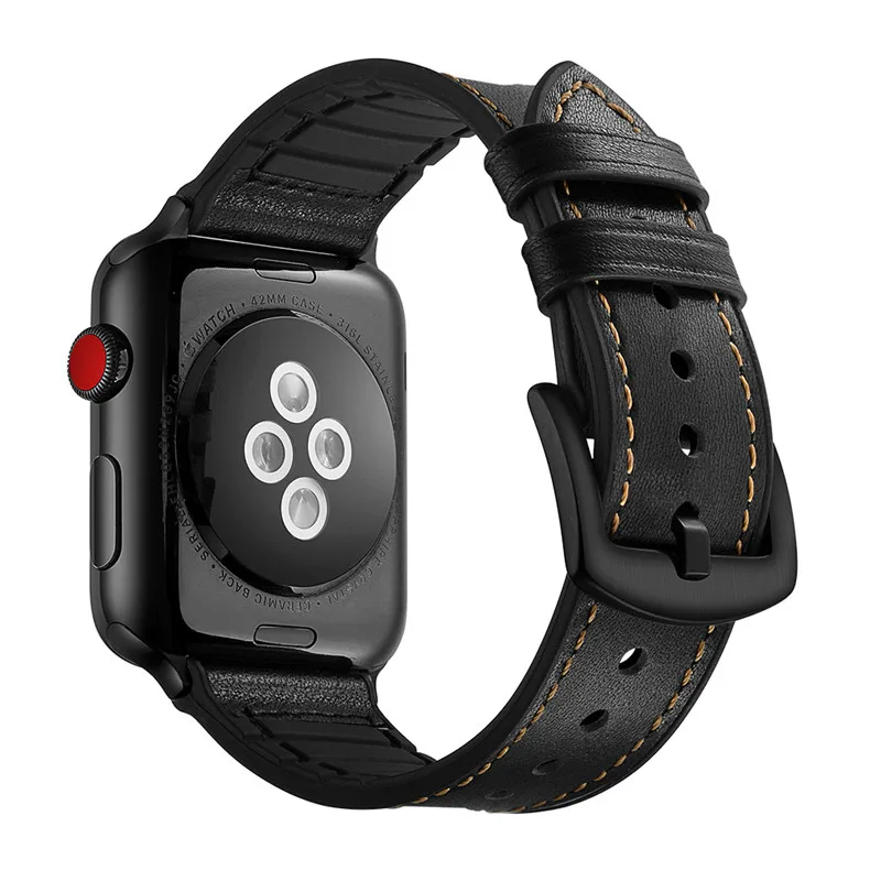 leather watch strap for apple series 5 4 3 2 1 Bands 38 42 40mm 44mm Band bands iwatch watchband bracelet wrist | Наручные часы