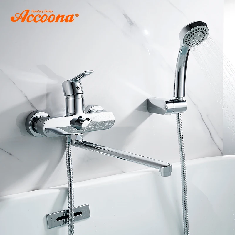 

Accoona Bathroom Bathtub Faucet Hot And Cold Water Outlet Pipe Bath Mixer With Shower Head Chrome Bathtub Faucets A7108