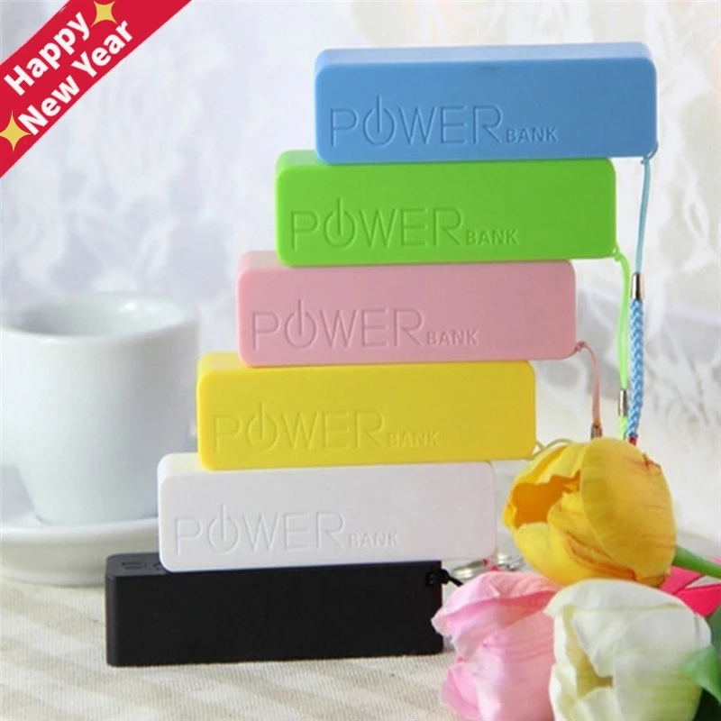 

1pcs 2600mAh USB External Power Bank Case Pack Box 18650 Battery Charger with Key Chain Portable (No Battery) Powerbank 6 Colors