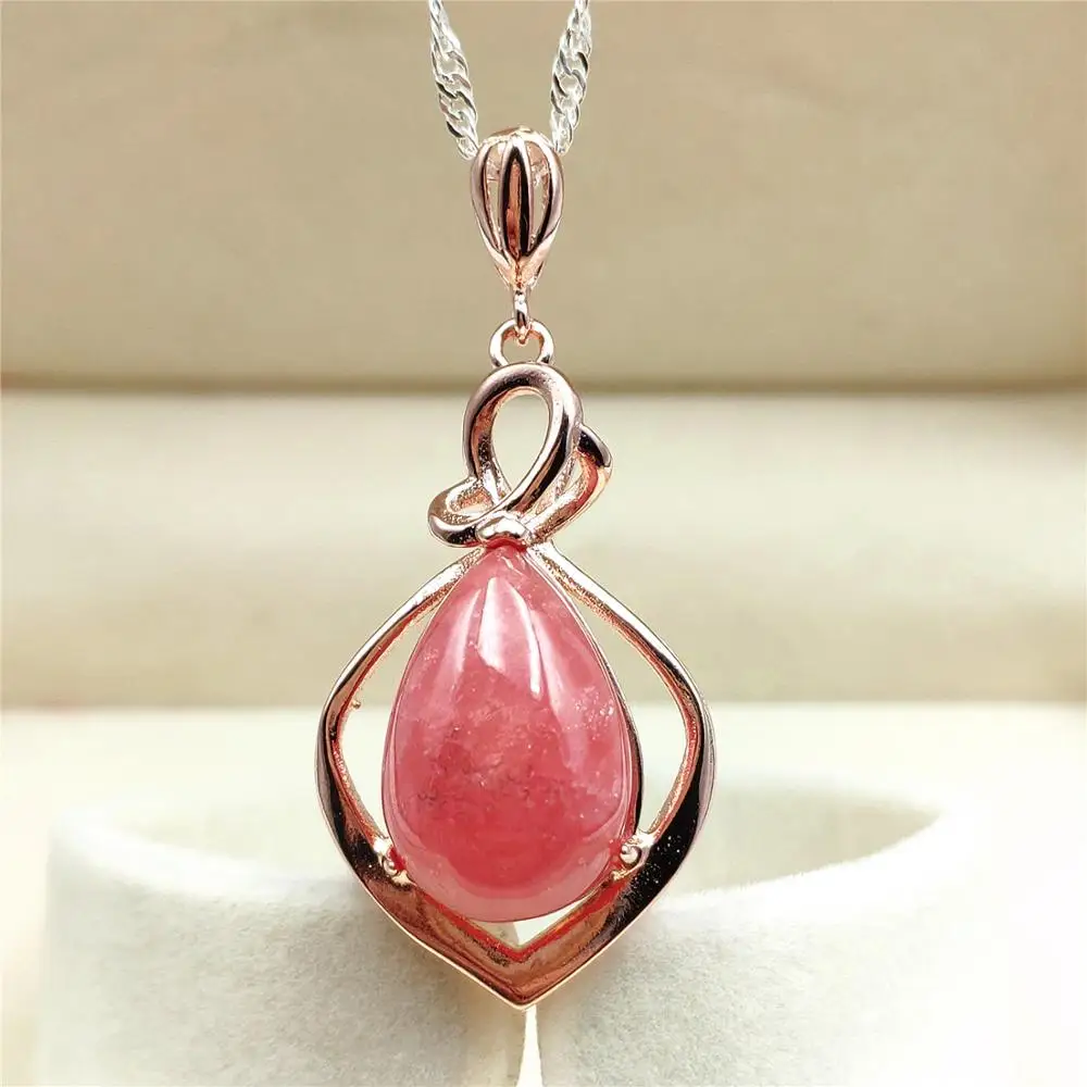 Натуральный Красный родохрозит кулон 32x20 мм капли воды камень для женщин мужчин