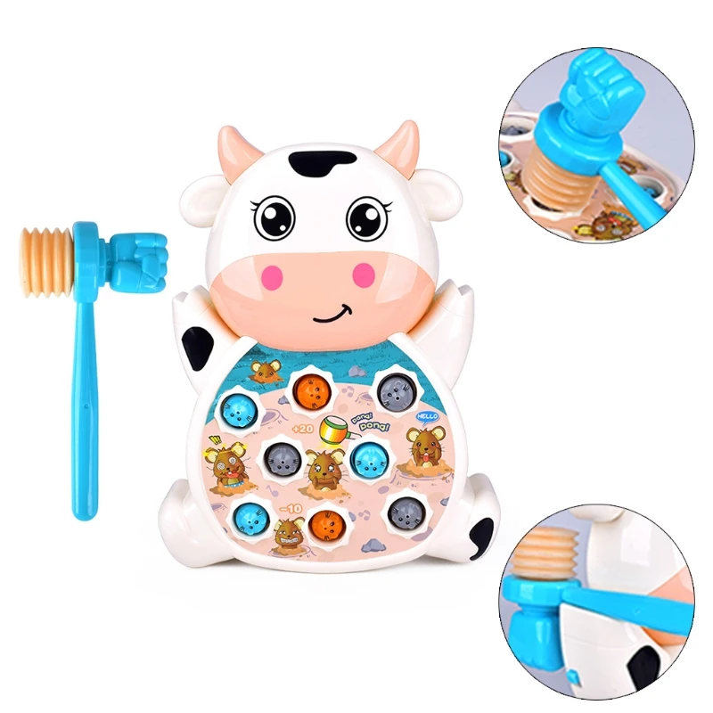 

Child Cartoon Cow Electric Whack-A-Mole Toy Pounding Knocking Hamster Machine