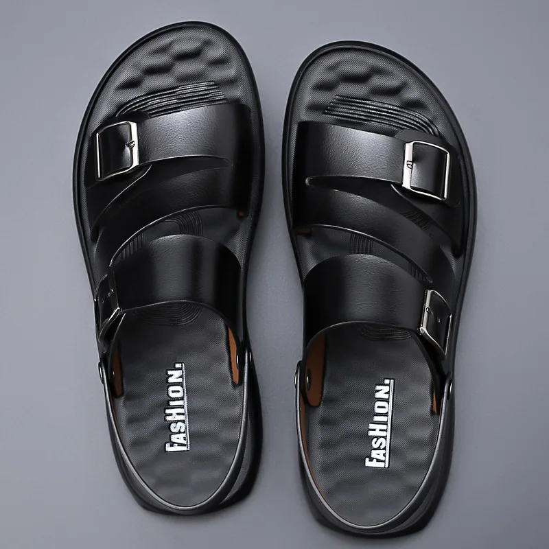 

2021New Casual Comfortable Barefoot Sandals Men Pentoufle Homme Adult Men Sandals Leather Genuine Men Summer Shoes Man