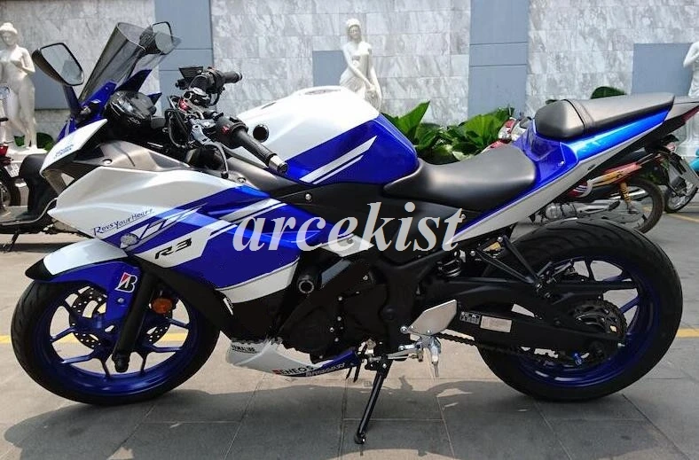 ABS мотоцикл обтекатели комплект для YAMAHA YZF-R3 14 15 16 YZF R3 R25 Полный Обтекатель Набор на заказ синий белый