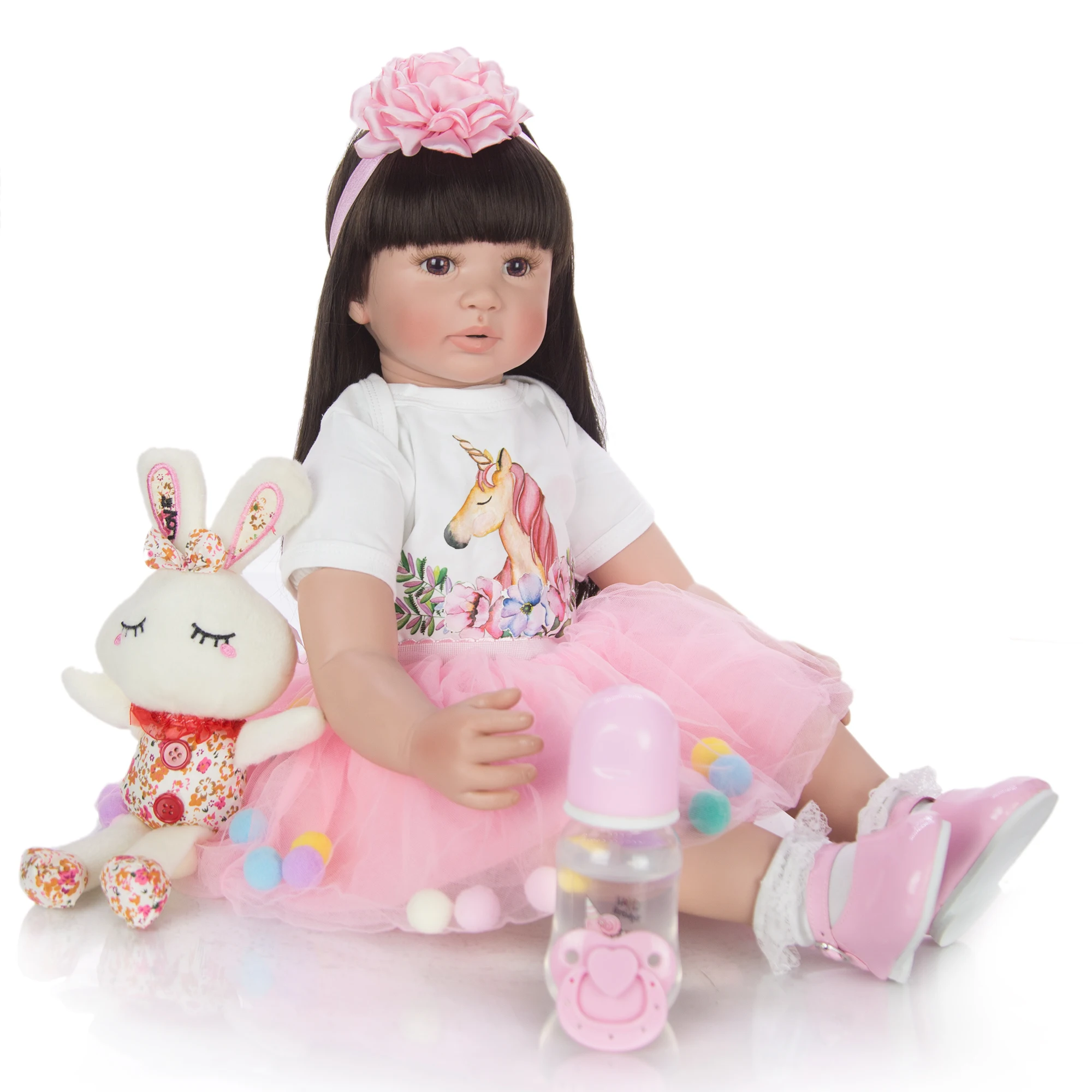 KEIUMI оптовая продажа длинные волосы Reborn Baby куклы 60 см Ткань тела имитирует Boneca Menina
