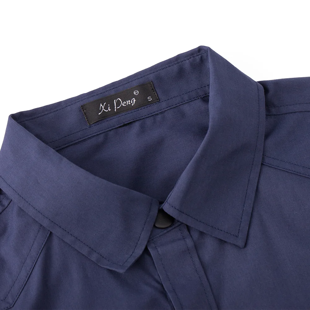 Мужская Однотонная рубашка с длинным рукавом белая деловая в стиле смарт-кэжуал |