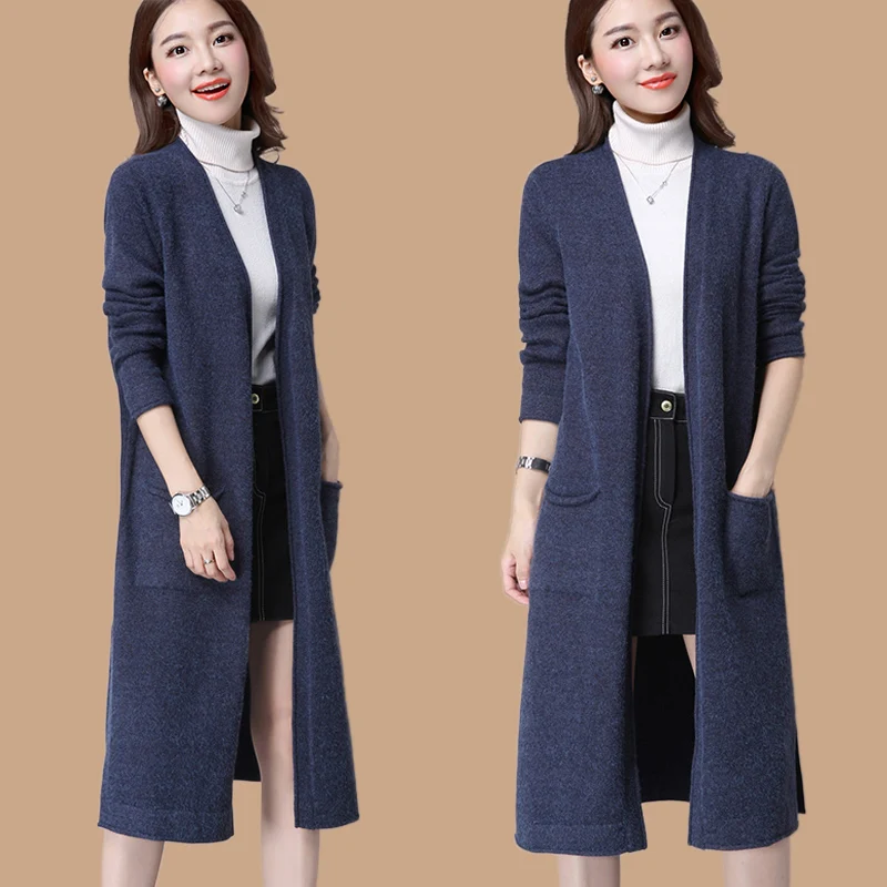 2020 новый осенний и зимний женский свитер куртка корейский сплошной цвет без