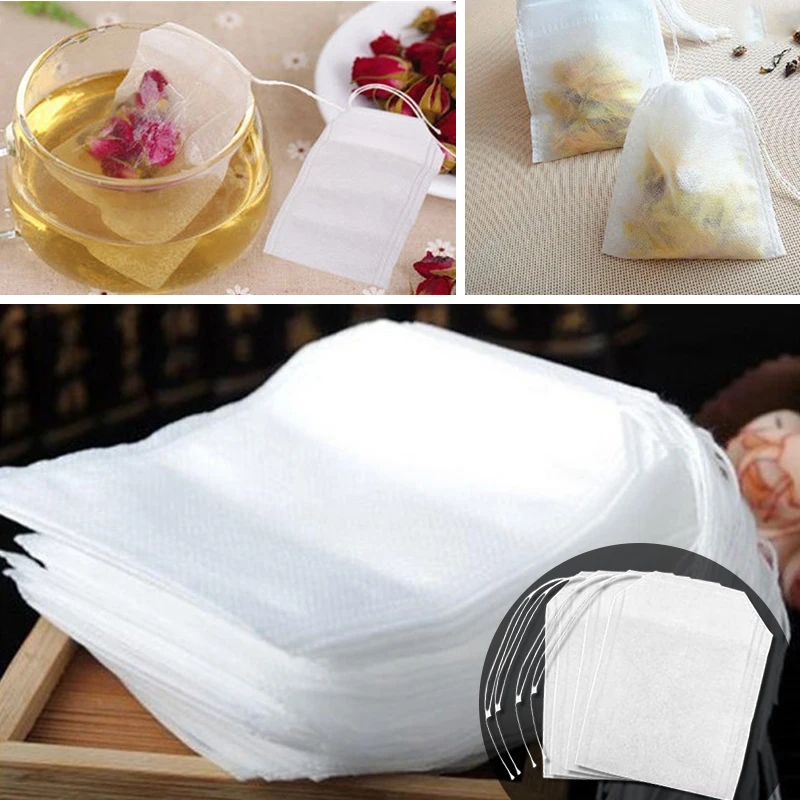 Многоразовые 100 шт./компл. одноразовые пакетики для чая заварка с ниткой