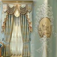 european american jacquard curtain for living room bedroom villa high end artificial silk french pelmet valance curtains