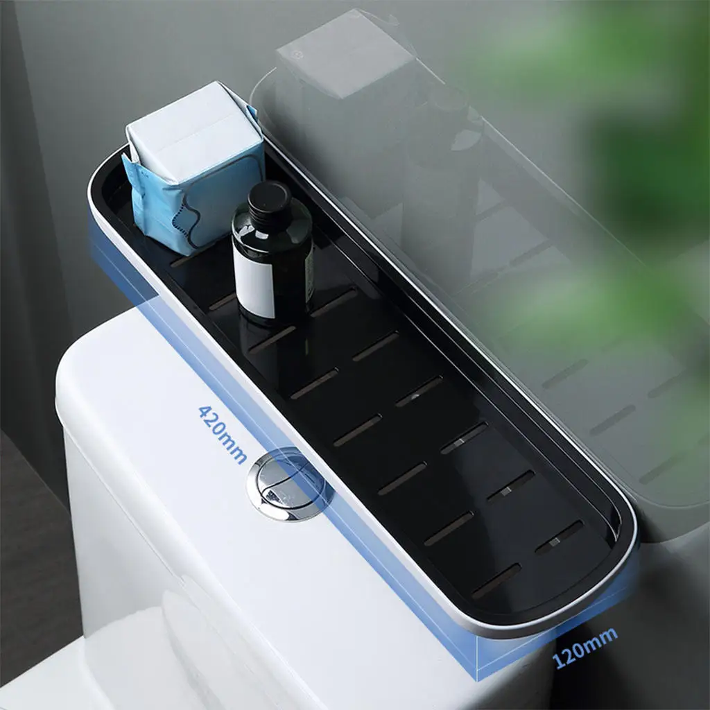 

Bathroom Wall Shelf No Drilling Rectangular for Toilet Lid Washroom Lavatory Vanity Rack Bathtub Cabinet Shower Storage Rack