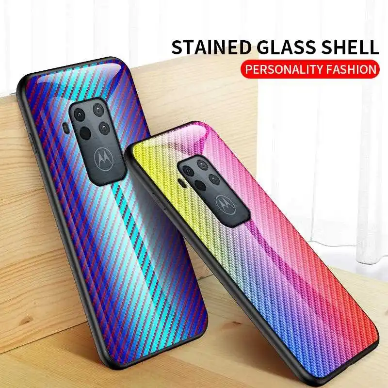

KatyChoi Fiber Pattern Glass Case For Motorola One Pro One Zoom Phone Case Cover