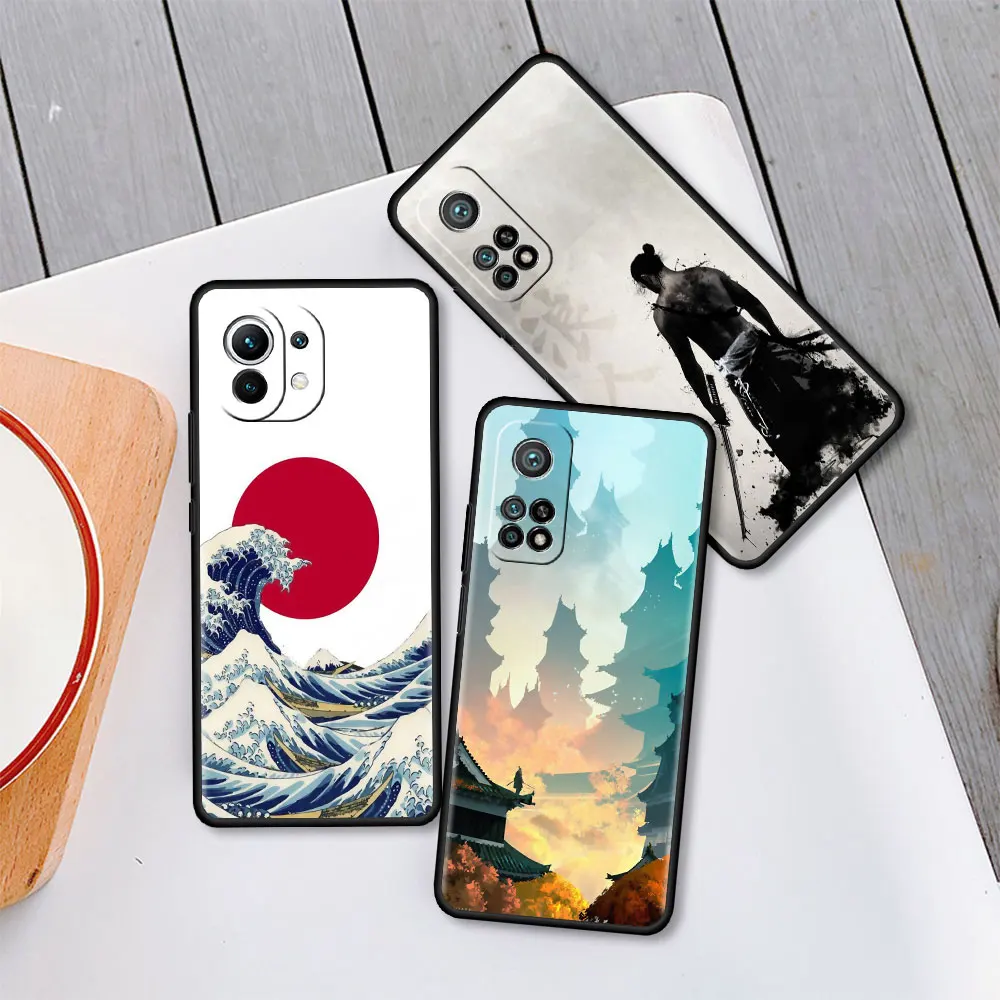 

Back Case for Xiaomi Mi Poco X3 NFC M3 11 Lite 10T Pro 10TLite 9T 11 CC9 CC9E Note 10 A2Lite Phone Coque Art Samurai Japan