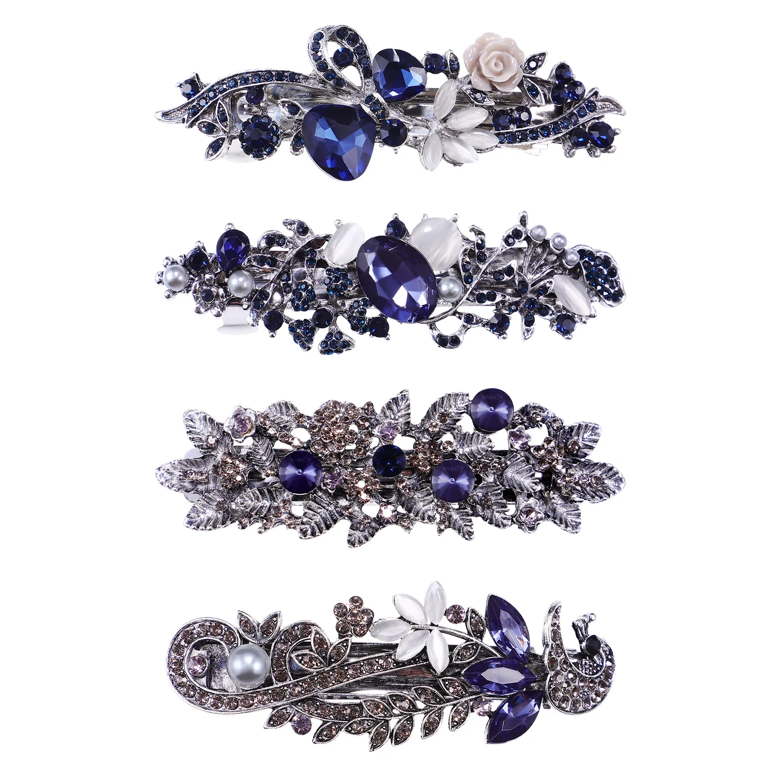 

Frcolor 4pcs Rhinestone Hair Barrettes Decorative Hair Clips Girls Headdress Wedding Hair Decorations