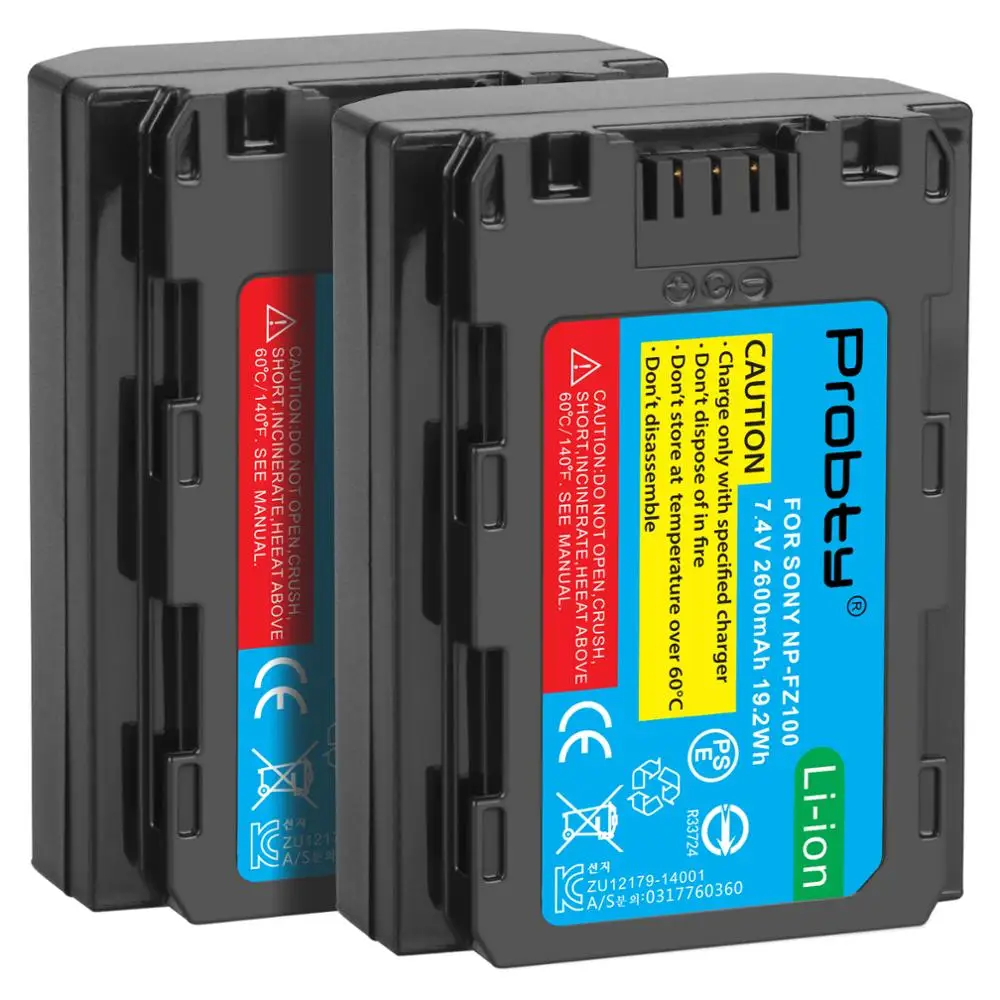 2 шт. 2600 мА/ч NP FZ100 Батарея + ЖК дисплей USB Dual Зарядное устройство для SONY ILCE 9 A7m3 a7r3 A9 A9R