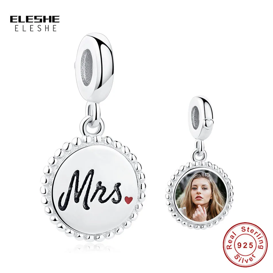 

Authentic 925 Sterling Silver Charm Bead Personalized Custom Photo Round Charms Fits Original Bracelet Women Mis Jewelry Making
