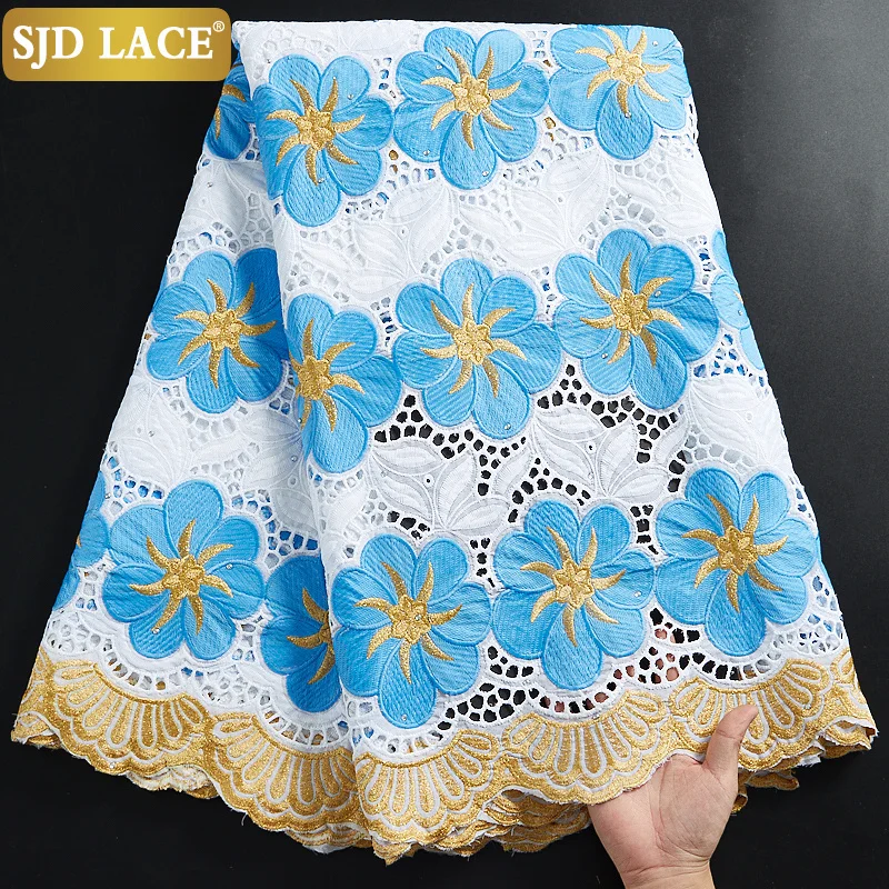

SJD LACE New Design African Lace Fabric 2021High Quality 100% Cotton Embroidery Swiss Voile Lace In Switzerland For Wedding2308B