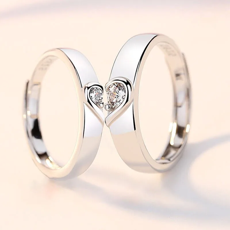 Новинка 2 шт. набор колец для влюбленных с сердцем из циркона парные Модные кольца для влюбленных Свадебные обручальные кольца на День свято...