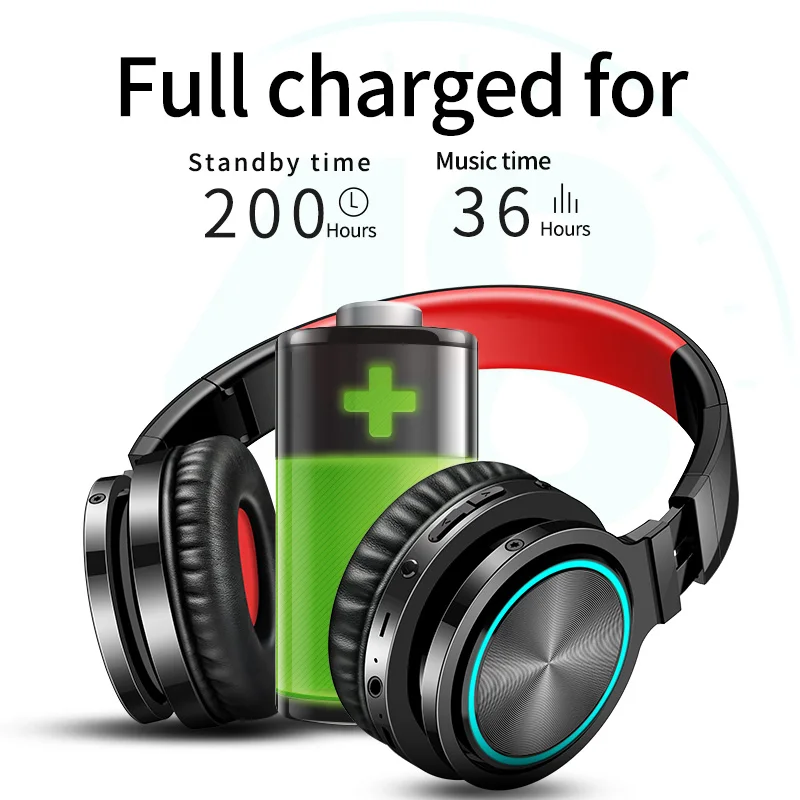 Беспроводные наушники Picun B12 Bluetooth 5 0 с 7 цветной светодиодной подсветкой время