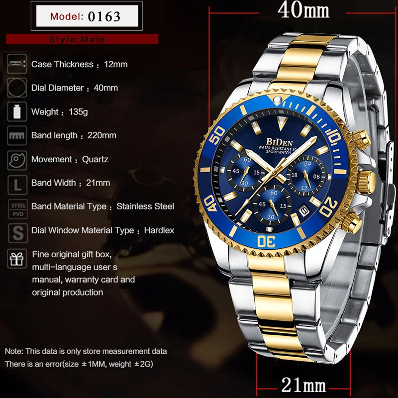 Модные мужские часы топ-бренд Роскошные водонепроницаемые военные полностью