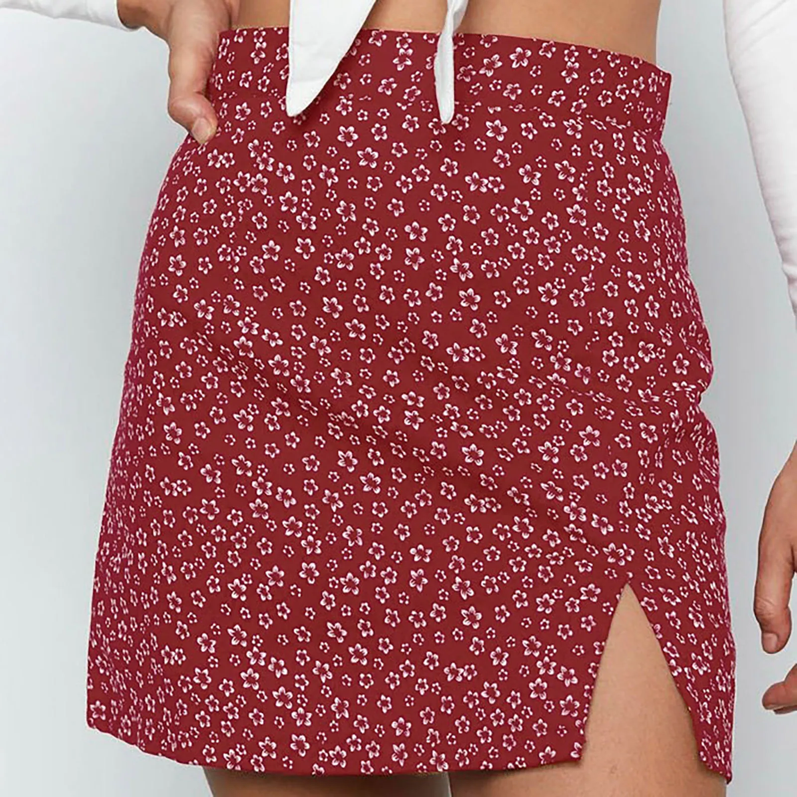 

Womail Fashion Casual Women Casual Print A-Line High Waist SKirt Slitting Slimming Short Mini Lace-Up Zipper SKirts Mujer Faldas