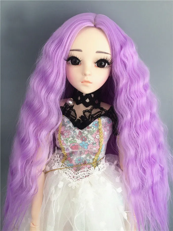 2 only wig 1/3 1/4 1/6 1/8 bjd jd кукольный парик синего и розового цвета с длинными волосами часть лапша быстрого приготовления рулон кукла curl парик аксессуары для куклы - Цвет: 2 only wig