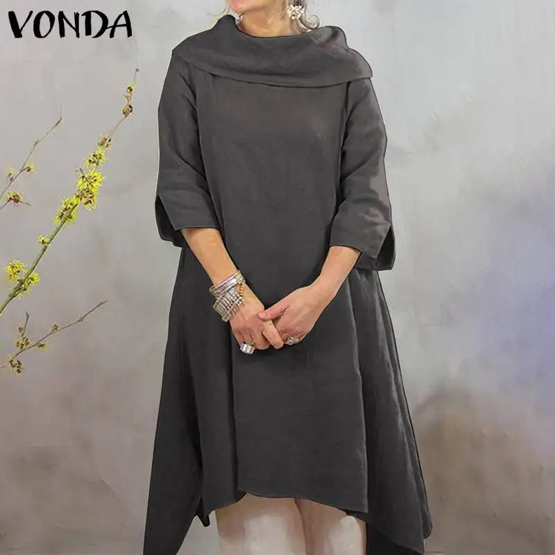 VONDA женское элегантное платье туника для вечеринки однотонное теплое базовое с