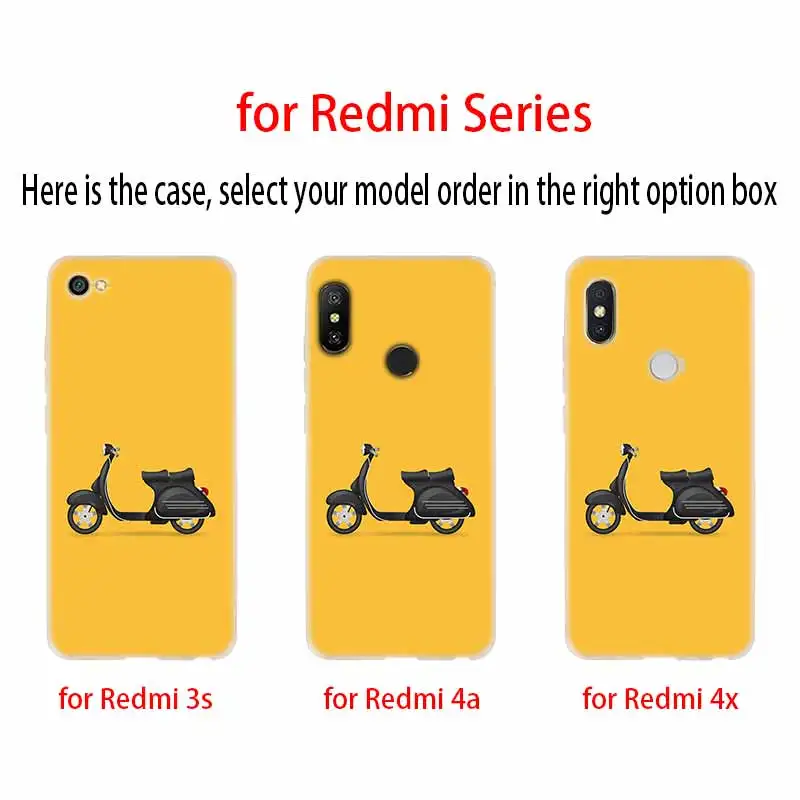 Силиконовый прозрачный мягкий чехол Vespa для скутера из ТПУ Xiaomi Redmi 9 8 7 6 5 4 A 9at 9Prime 4x