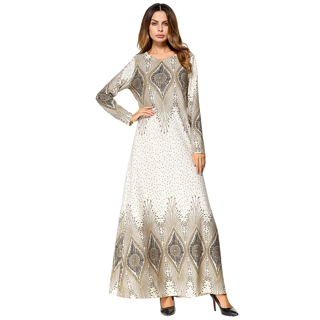 Элегантное осеннее платье женское длинное большого размера Осенние вечерние
