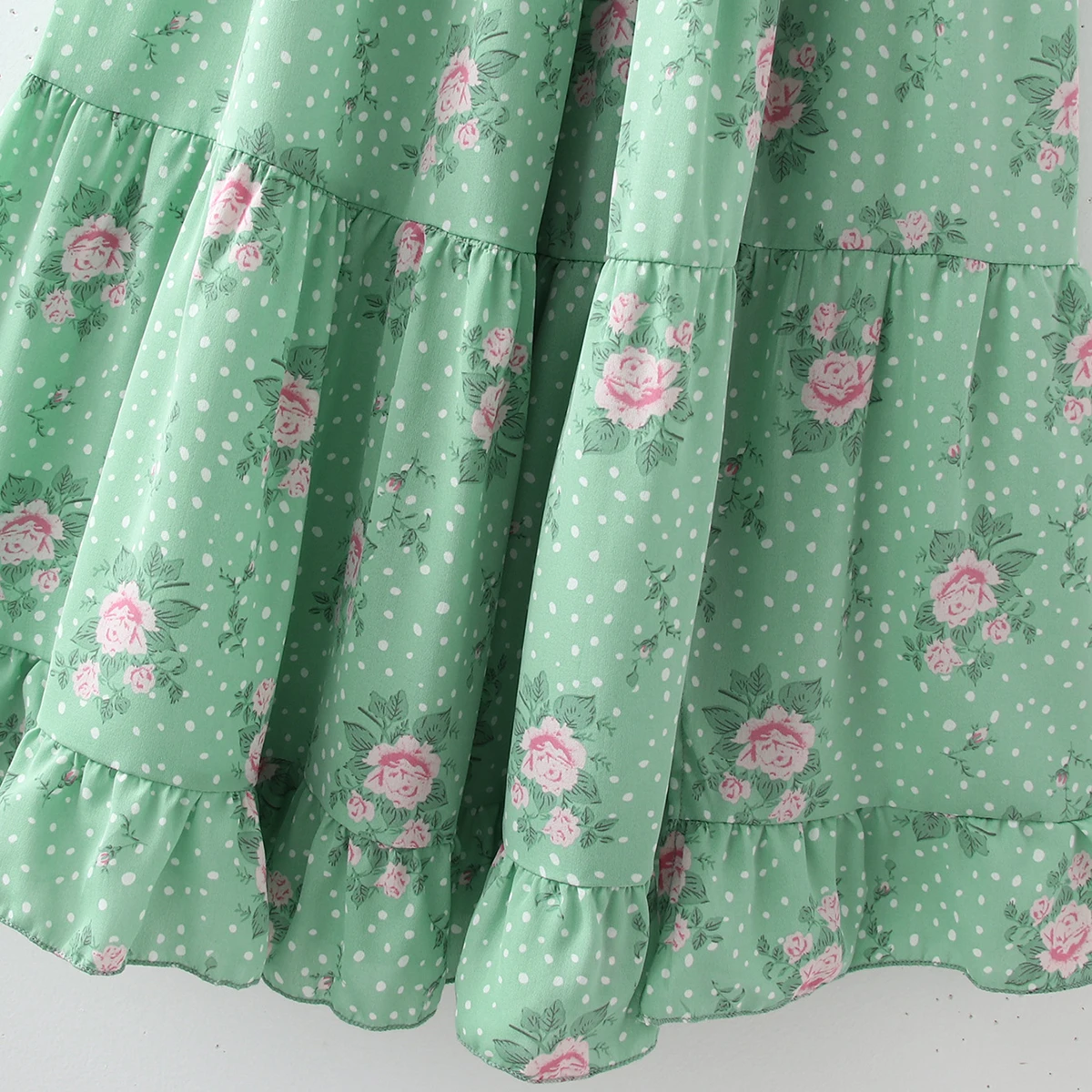 

Elastic Waist Split Long Dress Summer Floral Printed Puff Sleeves Square Collar Vestidos Woman Holiday Clothes Casual Midi Dress