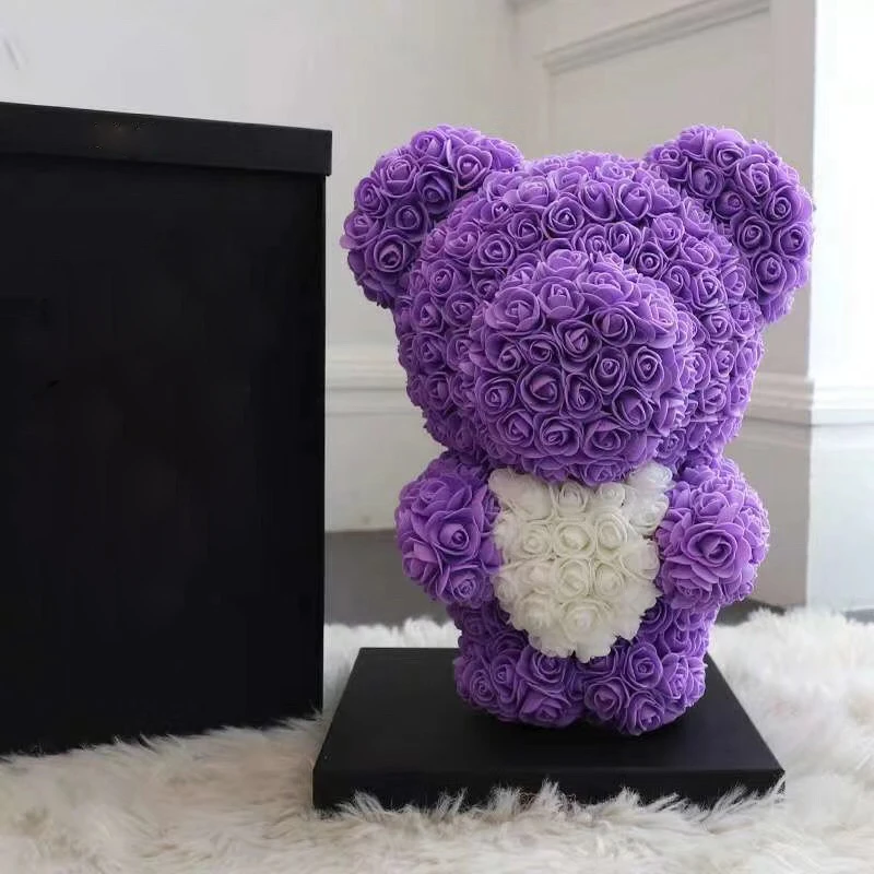 Большой медведь розы с коробкой Роскошная 3D мыльница плюшевый мишка Искусственный цветок розы новогодние подарки дропшиппинг