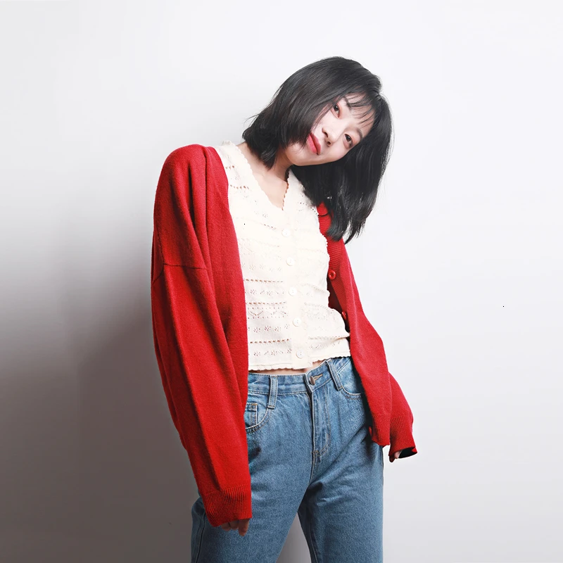 HYH Haoyihui 2019 Новая мода осень ленивый ветер v-образным вырезом свободный свитер